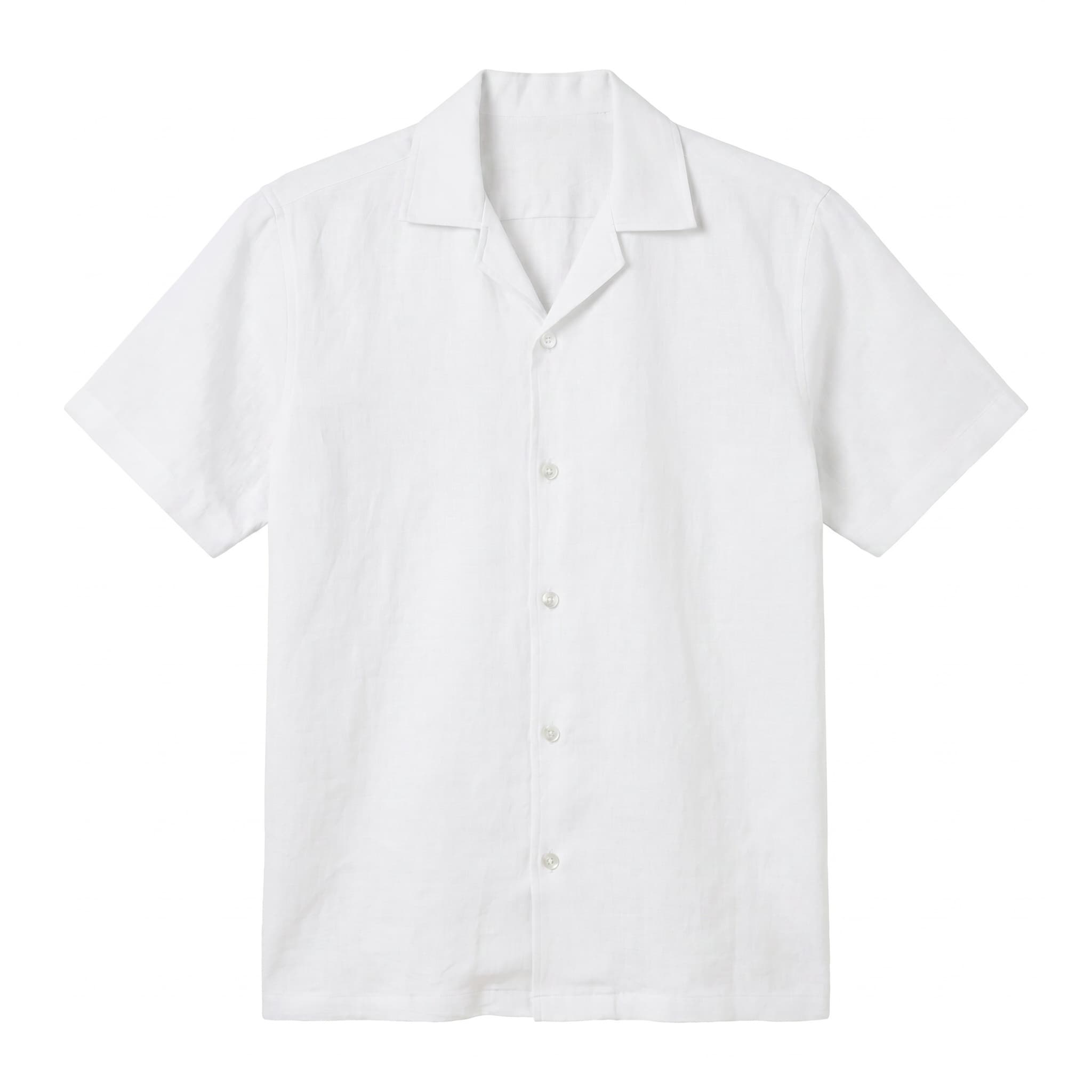 Cotton-linen Camp Collar Shirt (White)
