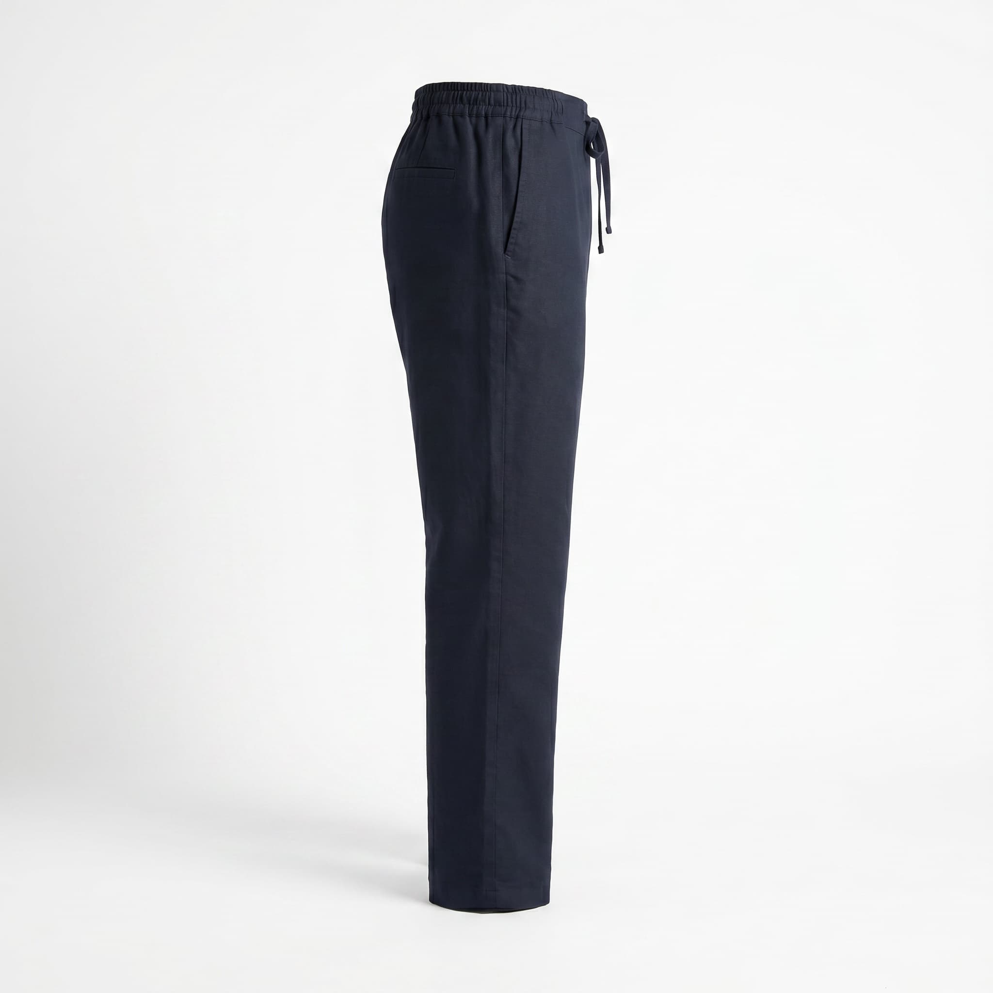Linen Straight-Leg Trousers (Navy Blue) – view 4
